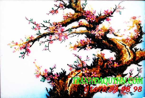 tranh đá quý đào thế đuôi rồng