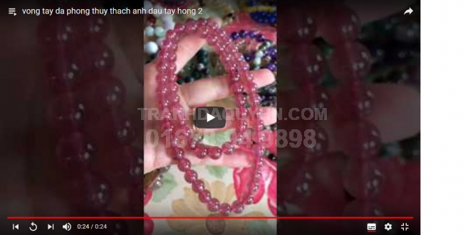 vòng tay đá phong thủy thạch anh dâu tây hồng