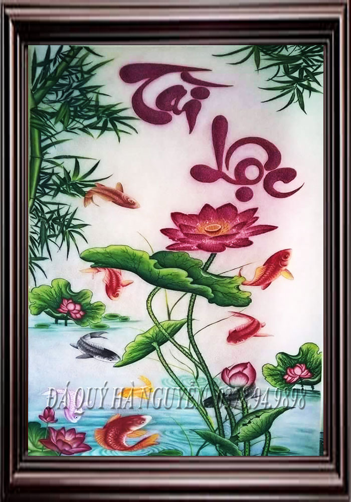 tranh đá quý thư pháp tranh chữ tài lộc