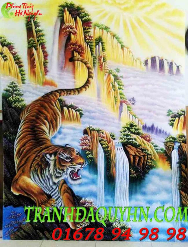 Tranh đá quý hổ xuống núi-phong thủy hà nguyễn