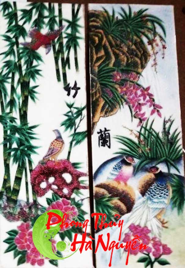 tranh tứ quý đào cúc trúc lan