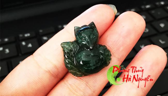 Mặt hồ ly đá mã não rêu xanh HLMANAOREU01