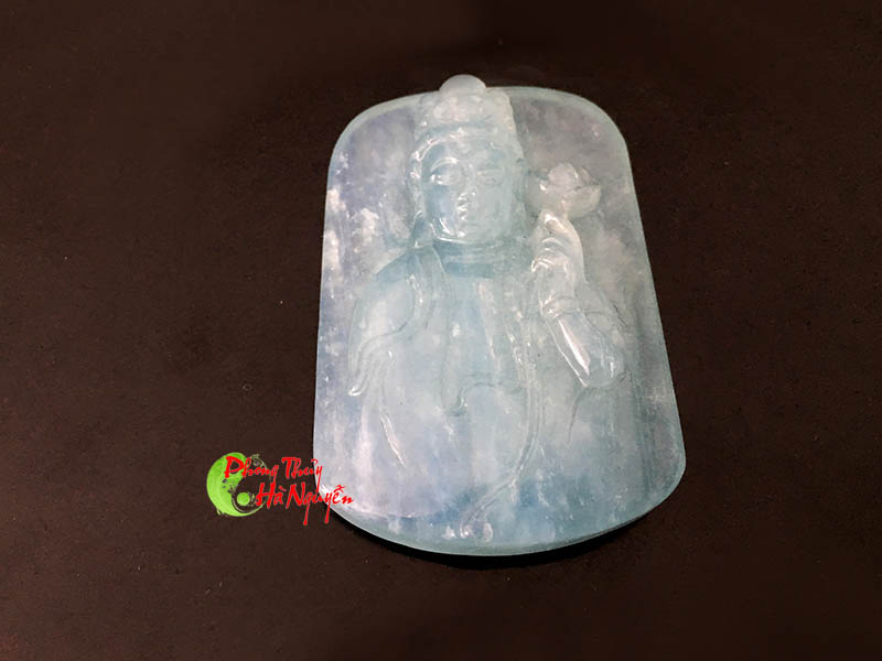 mặt phổ hiền bồ tát đá aquamarine xanh nước biển 
