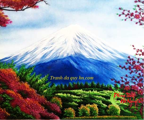 Tranh đá quý phong cảnh núi phú sĩ