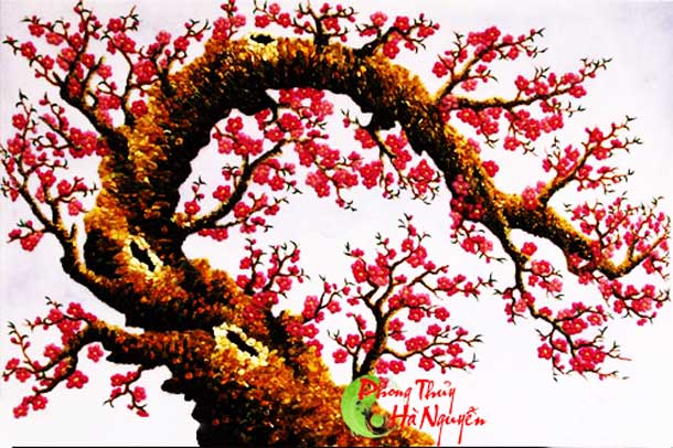 Tranh đá quý hoa đào thế rồng