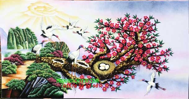 Tranh đá quý làm quà tết đẹp - tranh đá quý hà nội 