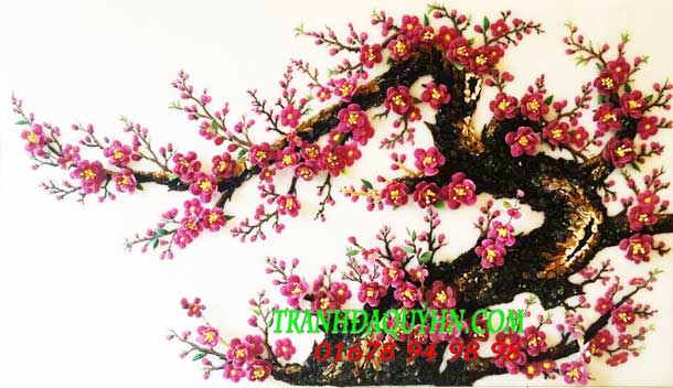 tranh đá quý đào thế đuôi rồng