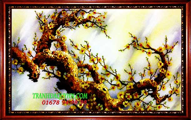 tranh đá quý hoa mia thế chữ tâm 