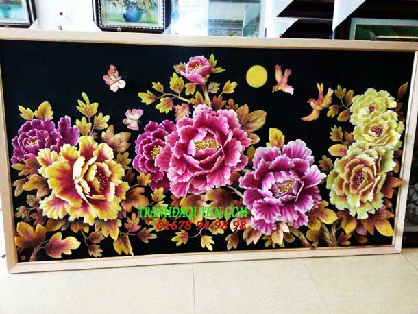 Tranh đá quý hoa mẫu đơn