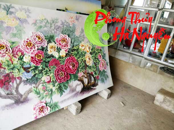 tranh đá quý hoa mẫu đơn