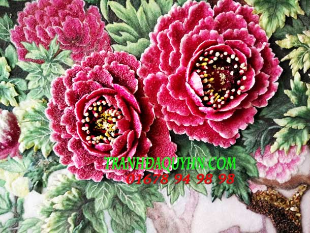 tranh đá quý hoa mẫu đơn
