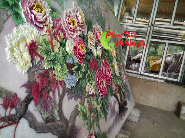 tranh đá quý hoa mẫu đơn