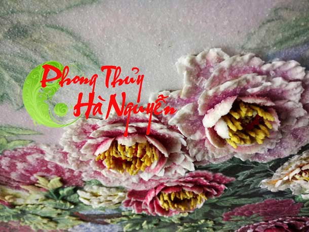 tranh đá quý hoa mẫu đơn