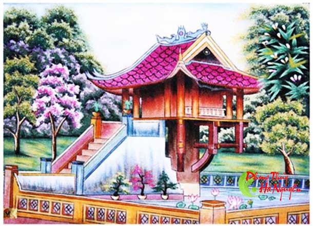 Tranh đá quý phong cảnh chùa một cột