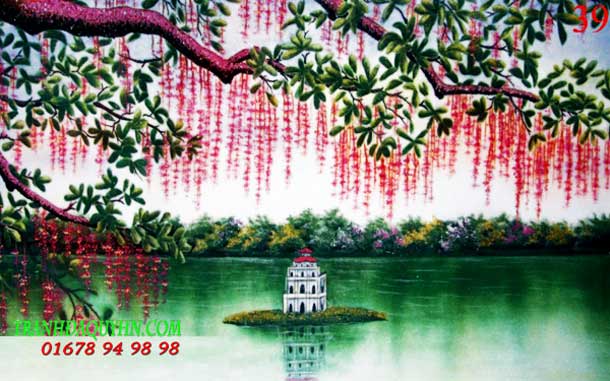 tranh đá quý phong cành hồ gươm 
