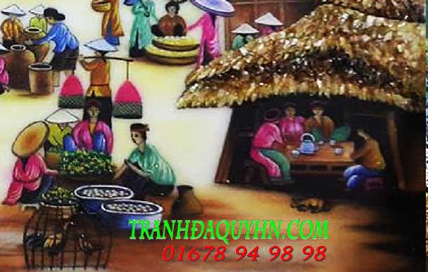 Tranh đá quý phong cảnh làng quê