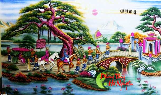 tranh đá quý phong cảnh làng quê