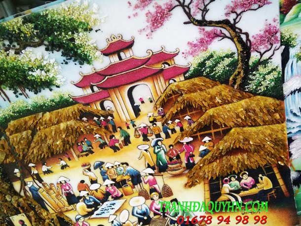 Tranh đá quý phong cảnh làng quê