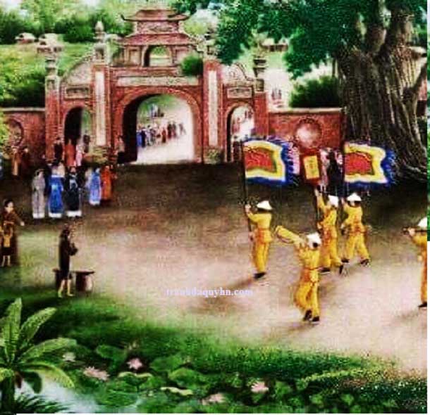 Tranh đá quý phong cảnh làng quê