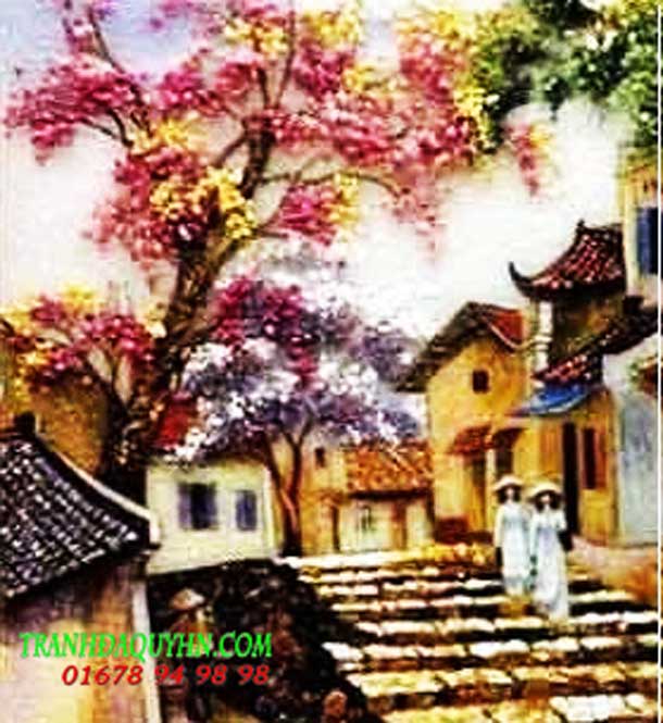 Tranh đá quý phong cảnh phố cổ