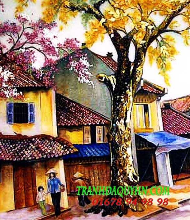 Tranh đá quý phong cảnh phố cổ