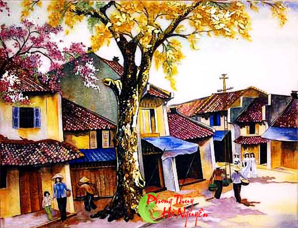 Tranh đá quý phong cảnh phố cổ