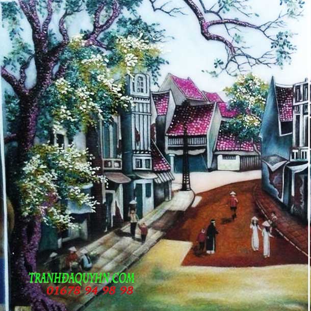 Tranh đá quý phong cảnh phố cổ 