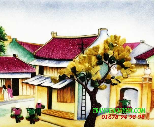 Tranh đá quý phong cảnh phố cổ