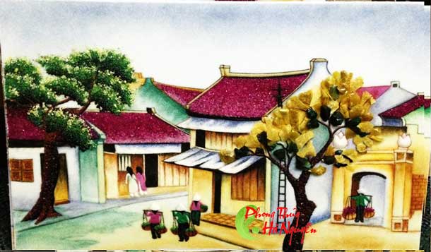 Tranh đá quý phong cảnh phố cổ