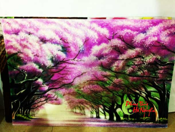 Tranh đá quý phong cảnh rừng lá đỏ