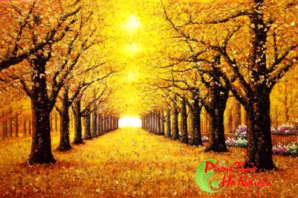 Tranh đá quý phong cảnh rừng lá đỏ