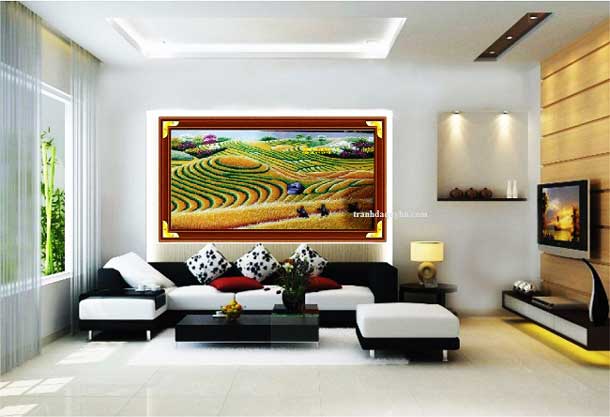 Tranh đá quý phong cảnh ruộng bậc thang