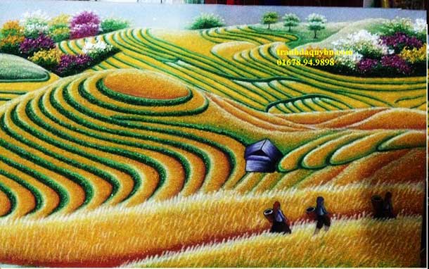 Tranh đá quý phong cảnh ruộng bậc thang