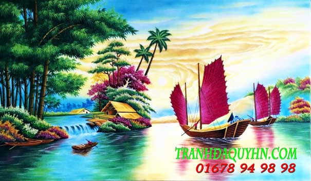 tranh đá quý thuận buồm xuôi gió