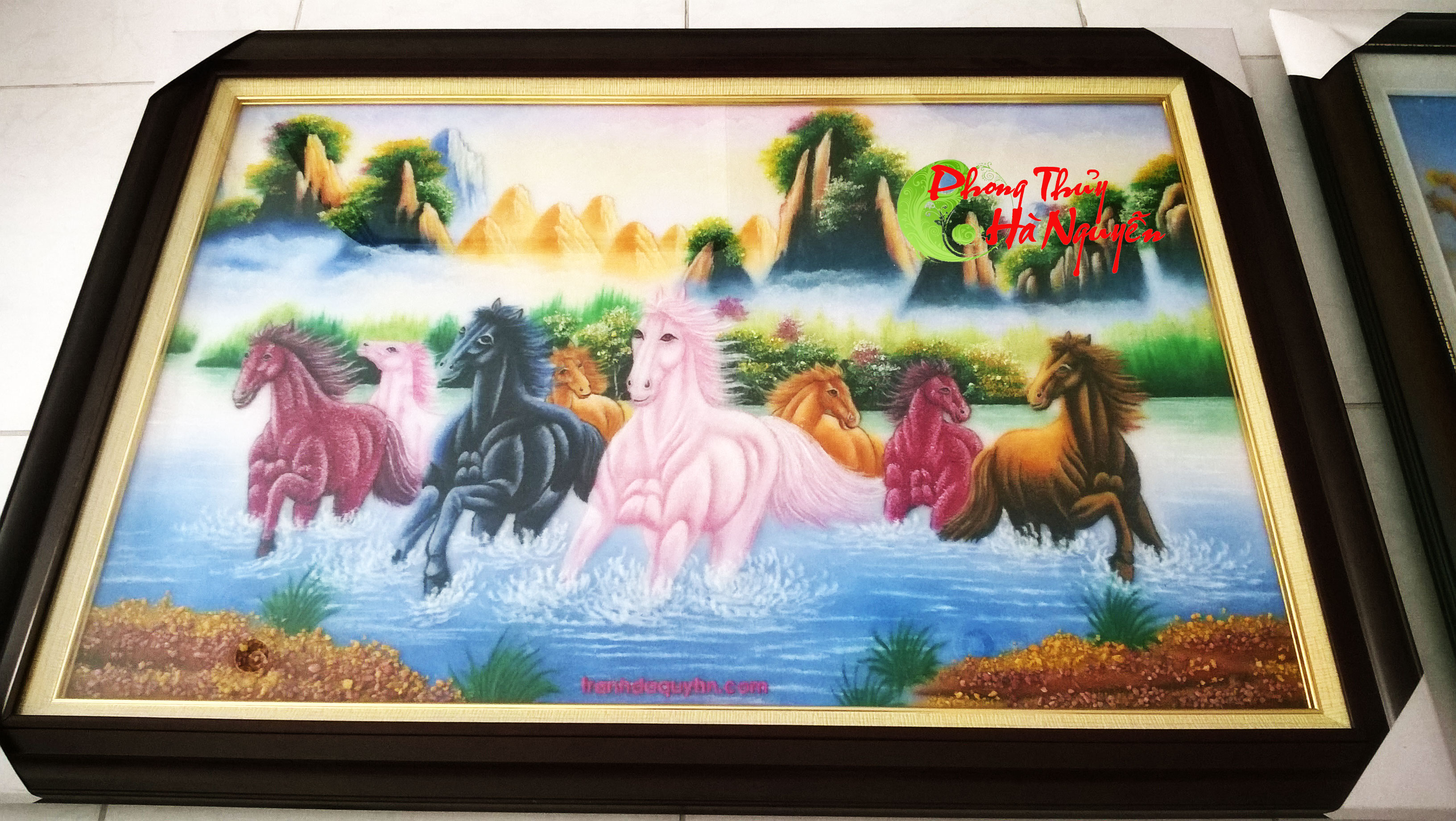 tranh đá quý phong thủy - tranh bát mã đẹp