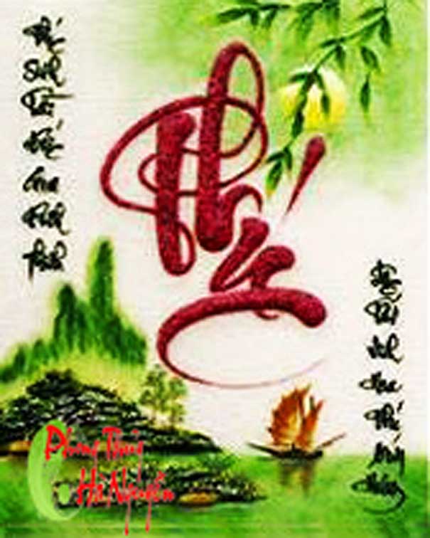 Qùa tặng mừng thọ - tranh đá quý tranh chữ