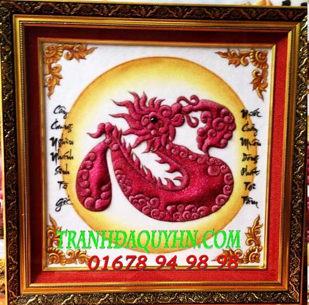 tranh đá quý thư pháp chữ tâm