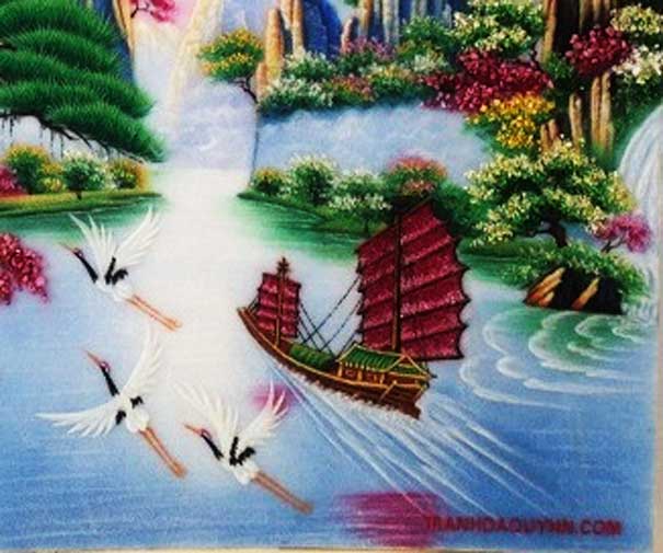 tranh đá quý thuận buồm xuôi gió 