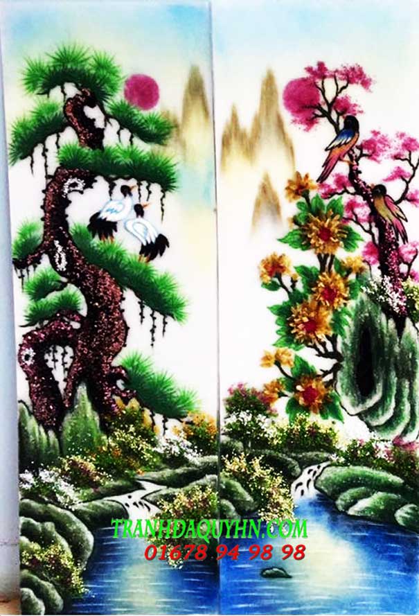 tranh đá quý tùng cúc trúc đào