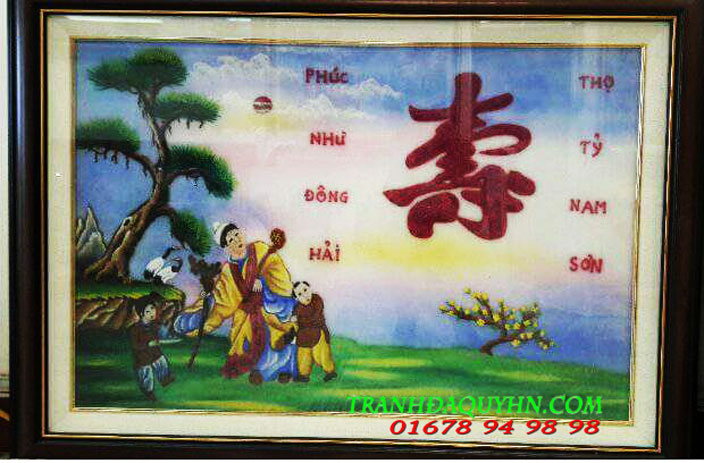 tranh đá quý mừng thọ