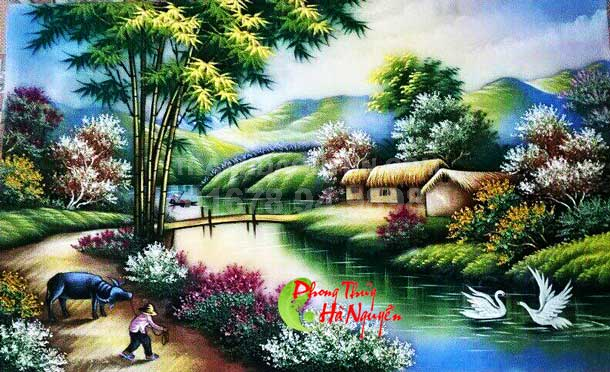 Tranh đá quý phong cảnh làng quê PCLQ11 giá 3.250.000 vnđ