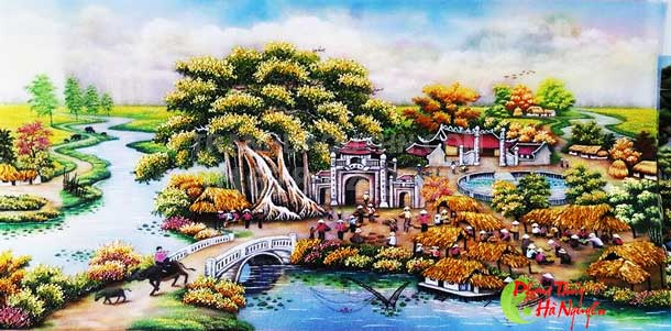 Tranh đá quý phong cảnh làng quê PCLQ19 giá 8.500.000 vnđ