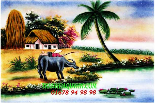 Tranh đá quý phong cảnh làng quê PCLQ20 giá 3.250.000 vnđ