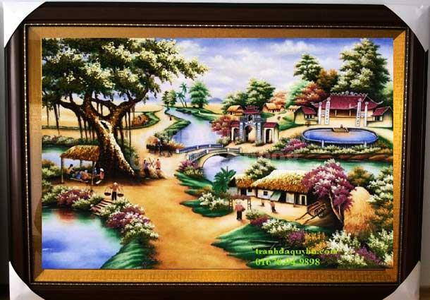 Tranh đá quý phong cảnh làng quê PCLQ2 giá 2.500.000 vnđ
