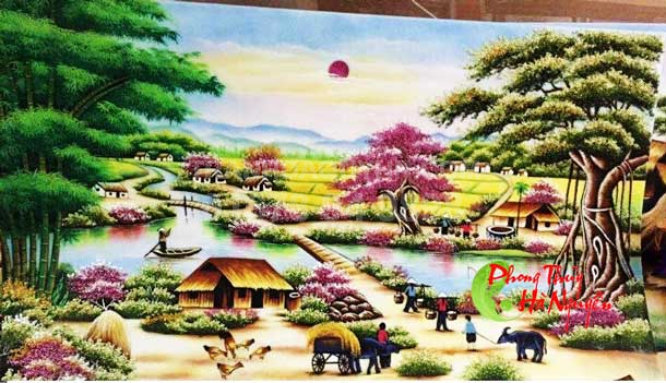 tranh đá quý phong cảnh làng quê PCLQ4 giá 3.250.000 vnđ