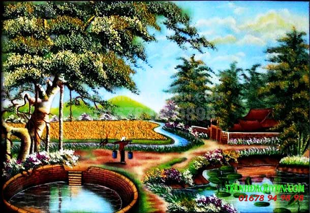 Tranh đá quý phong cảnh làng quê PCLQ7 giá 2.250.000 vnđ