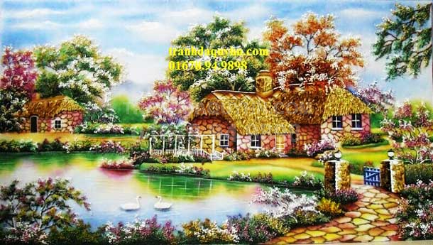 Tranh đá quý phong cảnh ngôi nhà hạnh phúc NNHP1 giá 3.250.000 vnđ