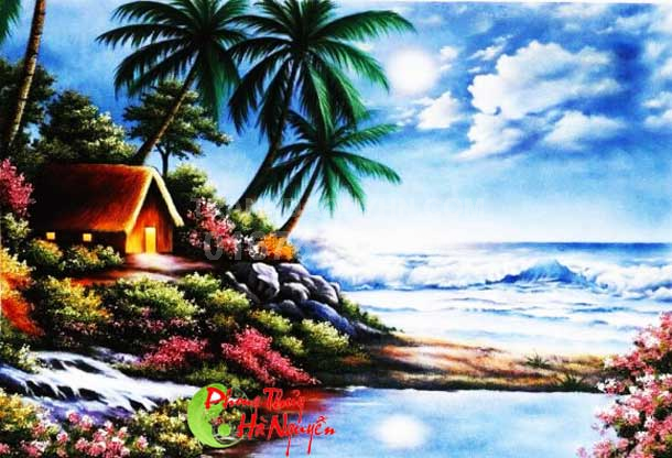 Tranh đá quý phong cảnh ngôi nhà hạnh phúc NNHP3 giá 1.250.000 vnđ