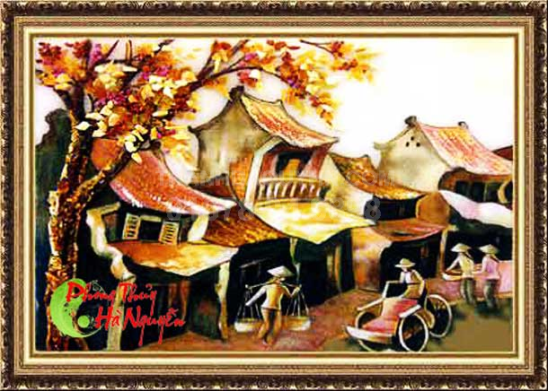 Tranh đá quý phong cảnh phố cổ PC10 giá 3.250.000 vnđ