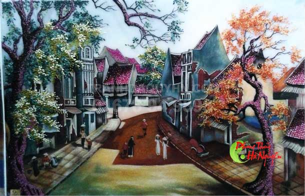 Tranh đá quý phong cảnh phố cổ Hà Nội PC7 giá 2.250.000 vnđ